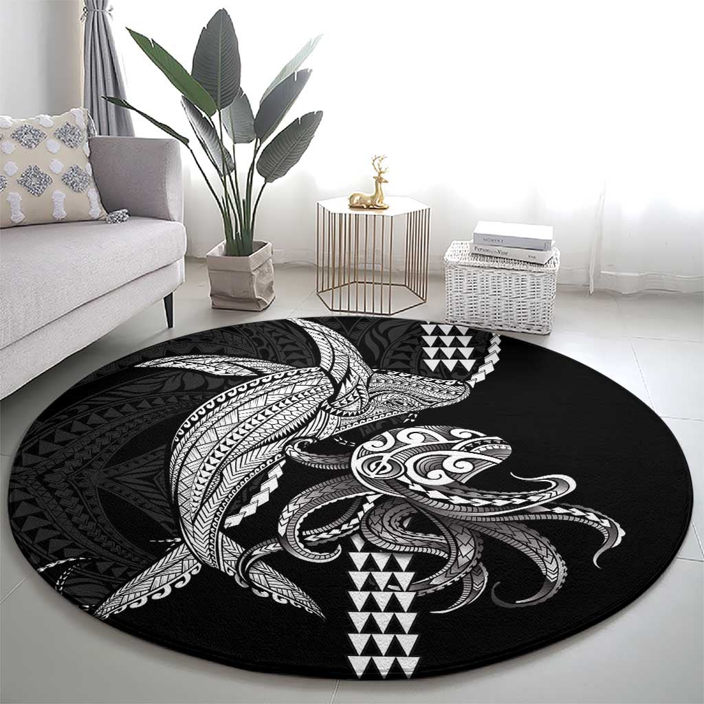 Kanaloa Aloha Hawaii Round Carpet Humpback Whale Octopus Tattoo Kakau Pattern
