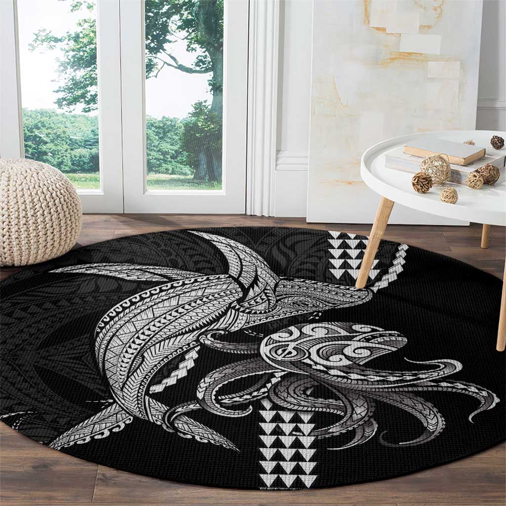 Kanaloa Aloha Hawaii Round Carpet Humpback Whale Octopus Tattoo Kakau Pattern
