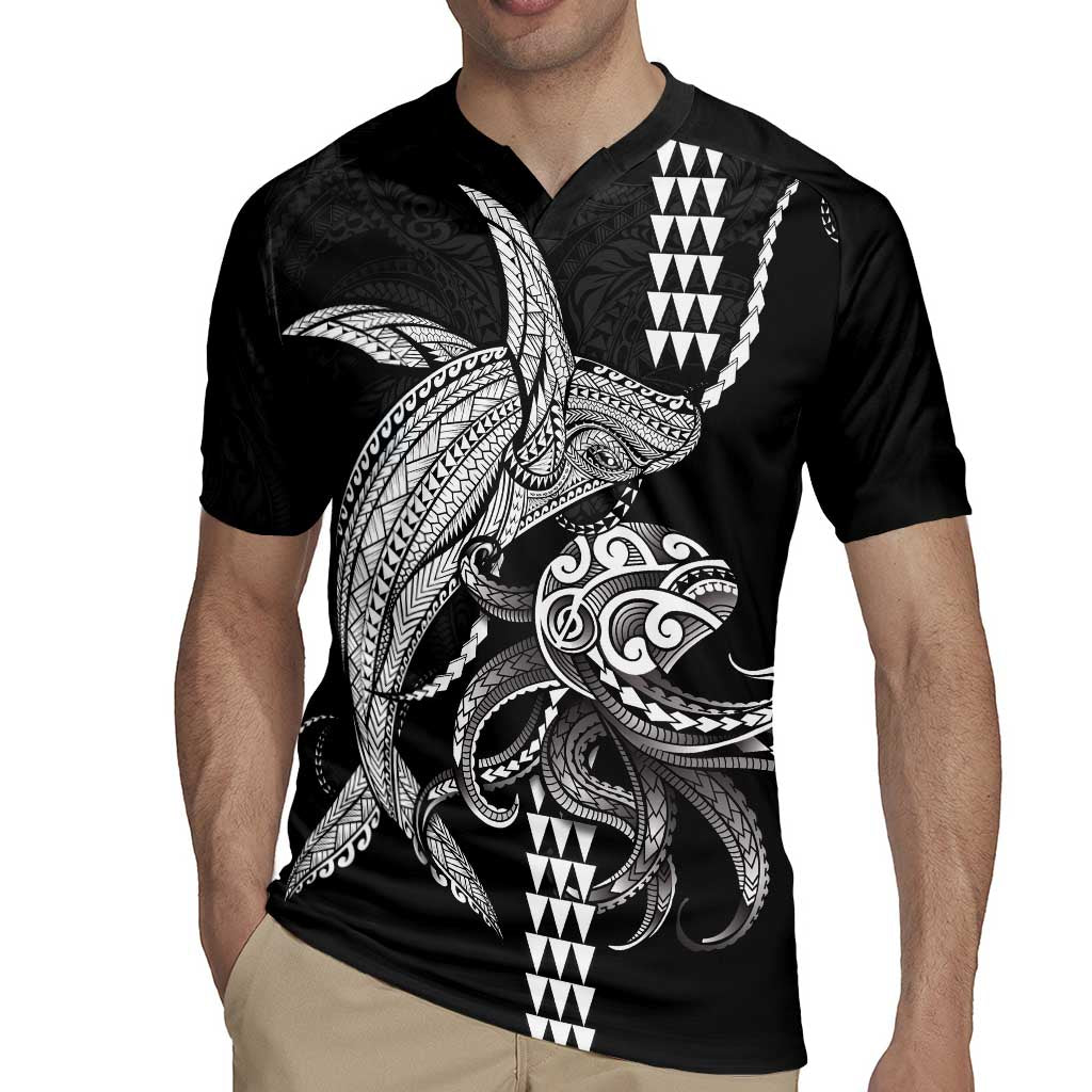 Kanaloa Aloha Hawaii Rugby Jersey Humpback Whale Octopus Tattoo Kakau Pattern