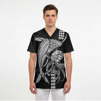 Kanaloa Aloha Hawaii Scrub Top Humpback Whale Octopus Tattoo Kakau Pattern
