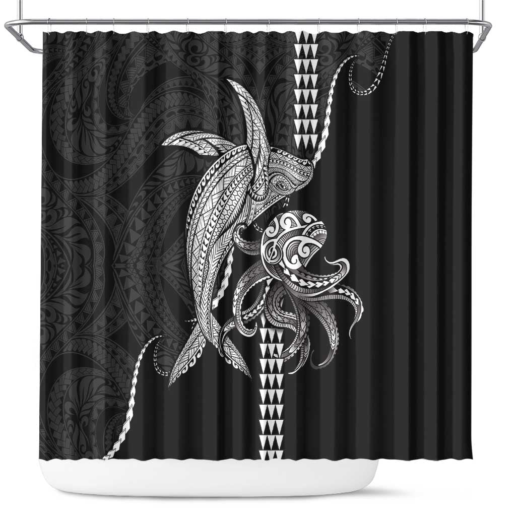 Kanaloa Aloha Hawaii Shower Curtain Humpback Whale Octopus Tattoo Kakau Pattern