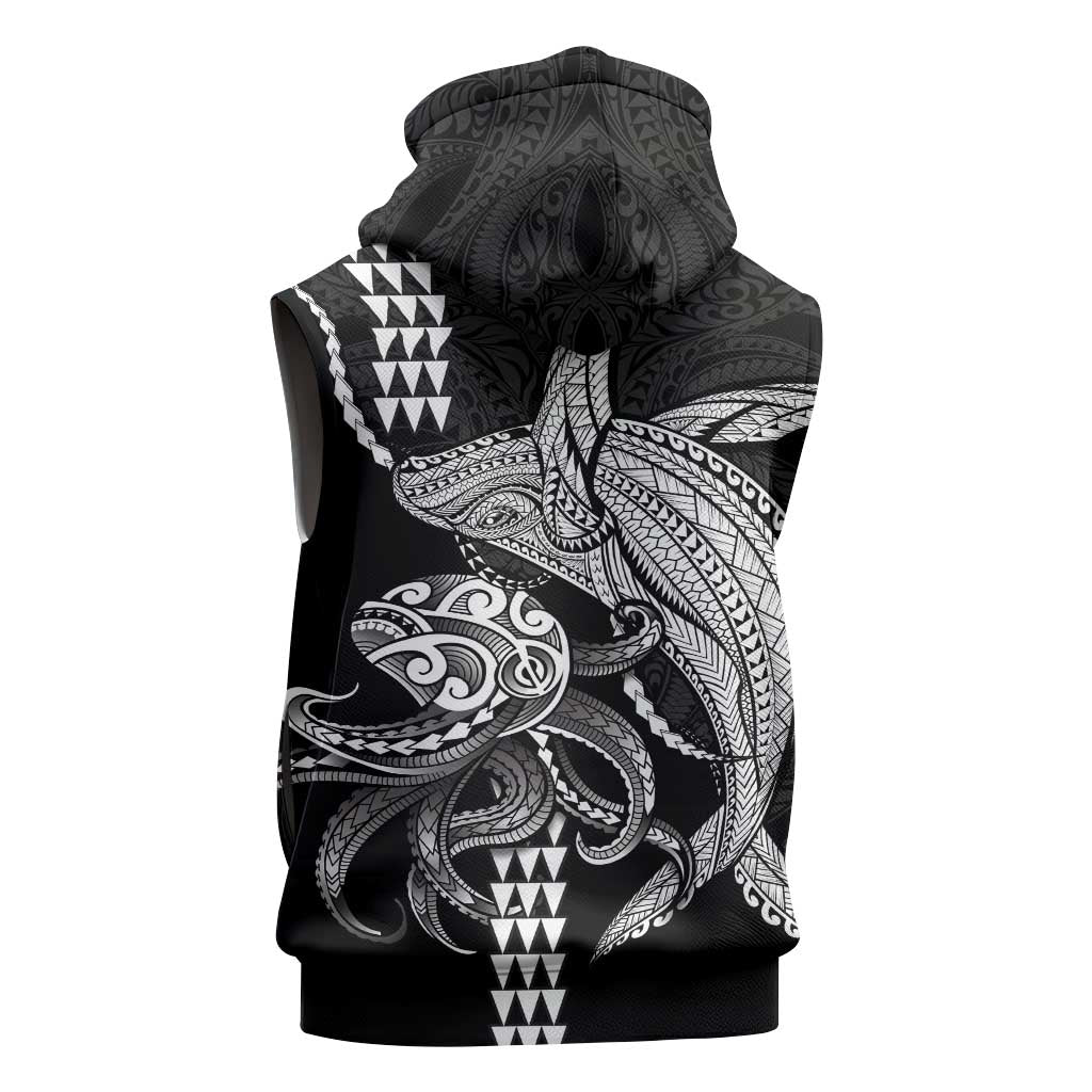 Kanaloa Aloha Hawaii Sleeveless Hoodie Humpback Whale Octopus Tattoo Kakau Pattern