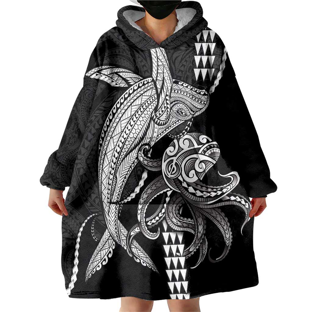 Kanaloa Aloha Hawaii Wearable Blanket Hoodie Humpback Whale Octopus Tattoo Kakau Pattern
