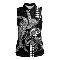 Kanaloa Aloha Hawaii Women Sleeveless Polo Shirt Humpback Whale Octopus Tattoo Kakau Pattern