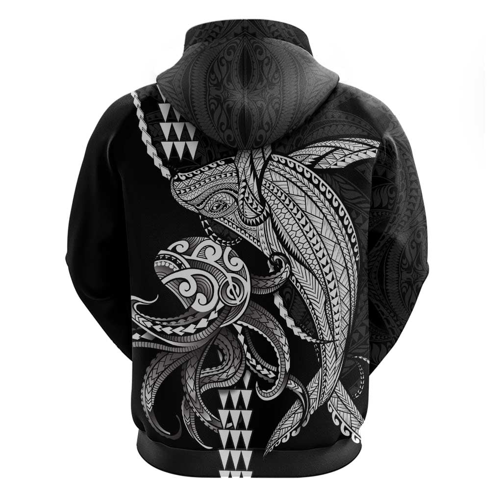 Kanaloa Aloha Hawaii Zip Hoodie Humpback Whale Octopus Tattoo Kakau Pattern
