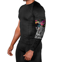 Personalised Hawaii Arm Sleeves Humpback Whale Tattoo With Tropical Flowers Black