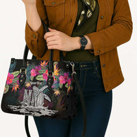 Personalised Hawaii Leather Bag Humpback Whale Tattoo With Tropical Flowers Black