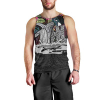 Personalised Hawaii Men Tank Top Humpback Whale Tattoo With Tropical Flowers Black