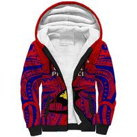Papua New Guinea Sherpa Hoodie Central Province Mix Coat Of Arms Polynesian Art LT14 Unisex Red - Polynesian Pride