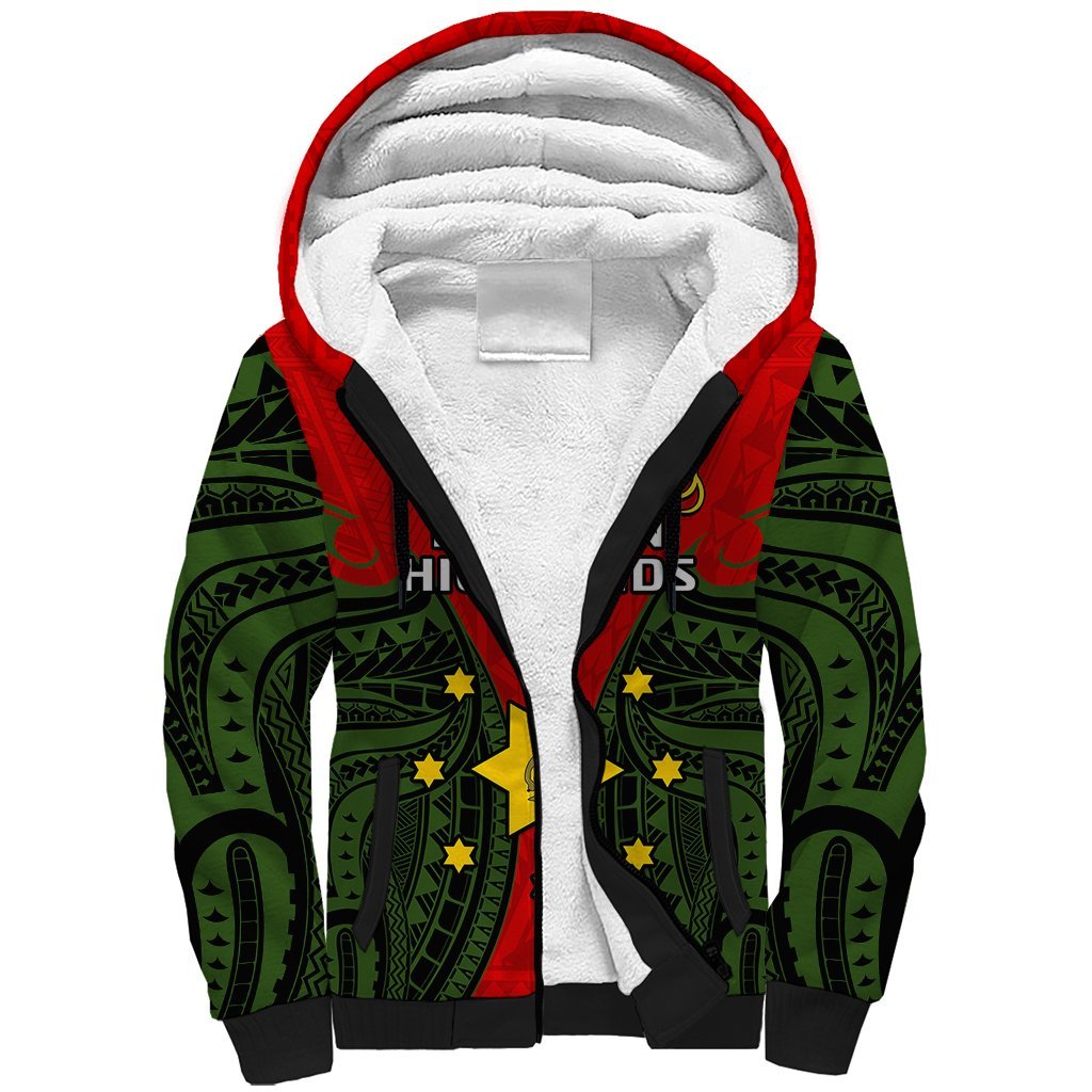 (Custom Personalised) Papua New Guinea Sherpa Hoodie Eastern Highlands Province Mix Coat Of Arms Polynesian Art LT14 Unisex Red - Polynesian Pride