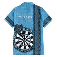 Personalised Fiji Darts Family Matching Short Sleeve Bodycon Dress and Hawaiian Shirt Fijian Tapa Pattern - Blue LT14 - Polynesian Pride