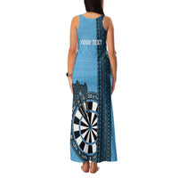 Personalised Fiji Darts Family Matching Tank Maxi Dress and Hawaiian Shirt Fijian Tapa Pattern - Blue LT14 - Polynesian Pride