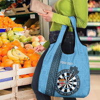 Fiji Darts Grocery Bag Fijian Tapa Pattern - Blue