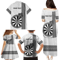 Personalised Fiji Darts Family Matching Puletasi and Hawaiian Shirt Fijian Tapa Pattern - White LT14 - Polynesian Pride