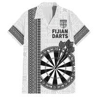 Personalised Fiji Darts Family Matching Summer Maxi Dress and Hawaiian Shirt Fijian Tapa Pattern - White LT14 Dad's Shirt - Short Sleeve White - Polynesian Pride