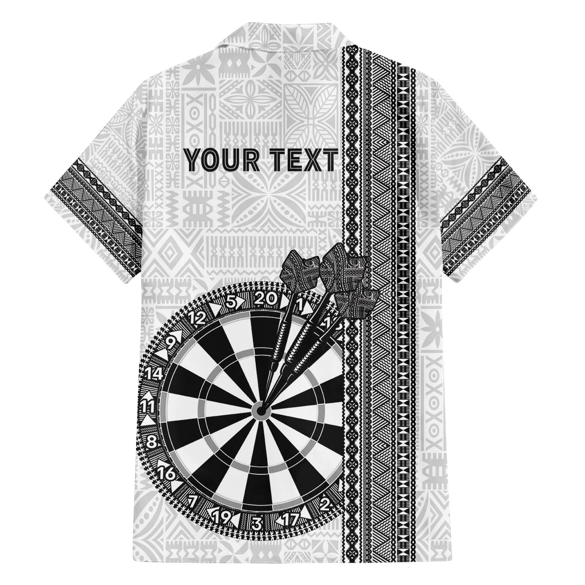 Personalised Fiji Darts Family Matching Summer Maxi Dress and Hawaiian Shirt Fijian Tapa Pattern - White LT14 - Polynesian Pride