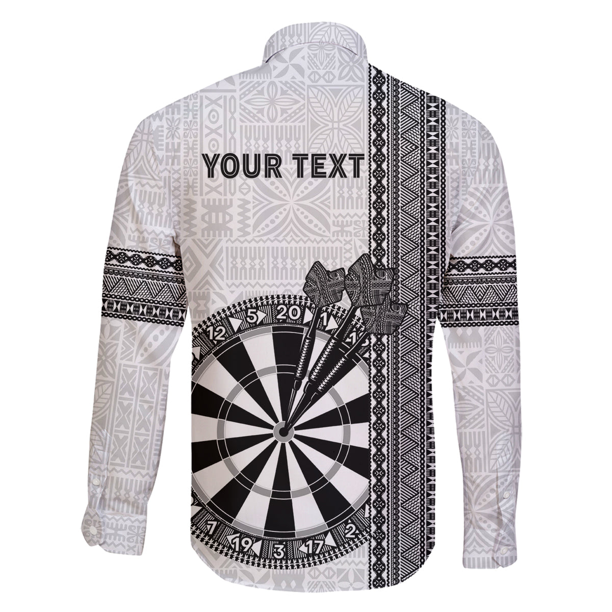 Personalised Fiji Darts Family Matching Summer Maxi Dress and Hawaiian Shirt Fijian Tapa Pattern - White LT14 - Polynesian Pride
