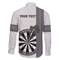 Personalised Fiji Darts Family Matching Summer Maxi Dress and Hawaiian Shirt Fijian Tapa Pattern - White LT14 - Polynesian Pride