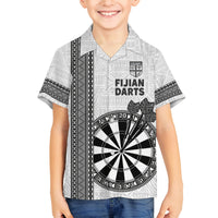 Personalised Fiji Darts Family Matching Summer Maxi Dress and Hawaiian Shirt Fijian Tapa Pattern - White LT14 Son's Shirt White - Polynesian Pride