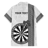 Personalised Fiji Darts Family Matching Tank Maxi Dress and Hawaiian Shirt Fijian Tapa Pattern - White LT14 - Polynesian Pride