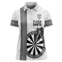 Personalised Fiji Darts Women Polo Shirt Fijian Tapa Pattern - White