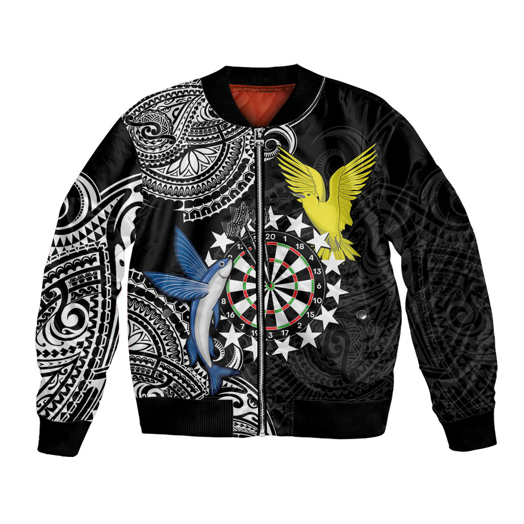 Personalised Cook Islands Darts Bomber Jacket Kuki Airani Tribal Pattern