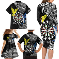 Personalised Cook Islands Darts Family Matching Long Sleeve Bodycon Dress and Hawaiian Shirt Kuki Airani Tribal Pattern LT14 - Polynesian Pride