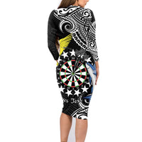 Personalised Cook Islands Darts Family Matching Long Sleeve Bodycon Dress and Hawaiian Shirt Kuki Airani Tribal Pattern LT14 - Polynesian Pride