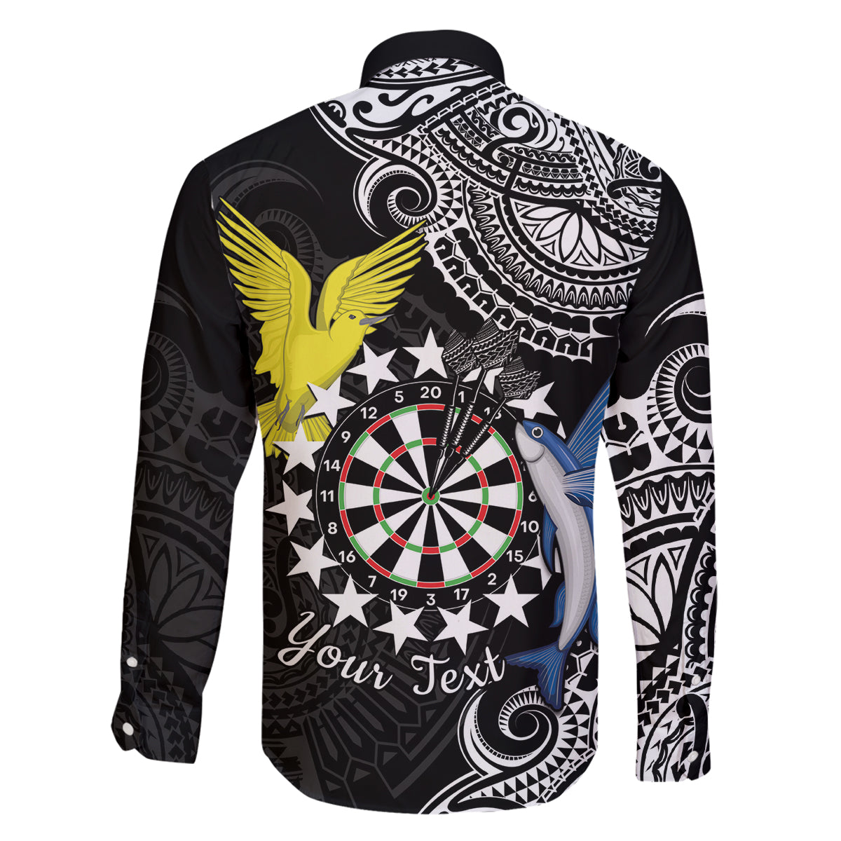 Personalised Cook Islands Darts Family Matching Off The Shoulder Long Sleeve Dress and Hawaiian Shirt Kuki Airani Tribal Pattern LT14 - Polynesian Pride