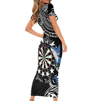 Personalised Cook Islands Darts Family Matching Short Sleeve Bodycon Dress and Hawaiian Shirt Kuki Airani Tribal Pattern LT14 - Polynesian Pride