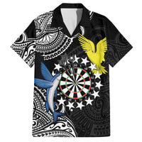Personalised Cook Islands Darts Family Matching Tank Maxi Dress and Hawaiian Shirt Kuki Airani Tribal Pattern LT14 Dad's Shirt - Short Sleeve Black - Polynesian Pride