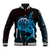 Aloha Hawaii Darts Baseball Jacket Dart Board With Polynesian Shark - Blue