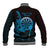 Aloha Hawaii Darts Baseball Jacket Dart Board With Polynesian Shark - Blue