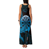 Aloha Hawaii Darts Family Matching Tank Maxi Dress and Hawaiian Shirt Dart Board With Polynesian Shark - Blue LT14 - Polynesian Pride