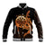 Aloha Hawaii Darts Baseball Jacket Dart Board With Polynesian Shark - Gold