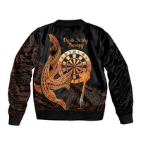 Aloha Hawaii Darts Bomber Jacket Dart Board With Polynesian Shark - Gold
