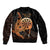 Aloha Hawaii Darts Bomber Jacket Dart Board With Polynesian Shark - Gold