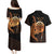 Aloha Hawaii Darts Couples Matching Puletasi and Hawaiian Shirt Dart Board With Polynesian Shark - Gold