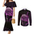 Aloha Hawaii Darts Couples Matching Mermaid Dress and Long Sleeve Button Shirt Dart Board With Polynesian Shark - Purple