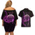 Aloha Hawaii Darts Couples Matching Off Shoulder Short Dress and Hawaiian Shirt Dart Board With Polynesian Shark - Purple