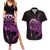 Aloha Hawaii Darts Couples Matching Summer Maxi Dress and Hawaiian Shirt Dart Board With Polynesian Shark - Purple
