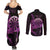 Aloha Hawaii Darts Couples Matching Summer Maxi Dress and Long Sleeve Button Shirt Dart Board With Polynesian Shark - Purple