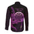 Aloha Hawaii Darts Long Sleeve Button Shirt Dart Board With Polynesian Shark - Purple
