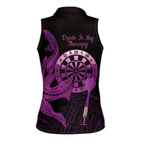 Aloha Hawaii Darts Women Sleeveless Polo Shirt Dart Board With Polynesian Shark - Purple
