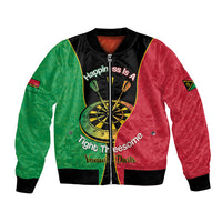 Personalised Vanuatu Darts Bomber Jacket Happiness Is A Tight Threesome Sand Drawing Art