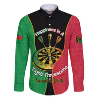 Personalised Vanuatu Darts Family Matching Off The Shoulder Long Sleeve Dress and Hawaiian Shirt Happiness Is A Tight Threesome Sand Drawing Art LT14 Dad's Shirt - Long Sleeve Red - Polynesian Pride