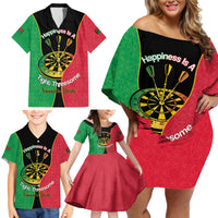 Personalised Vanuatu Darts Family Matching Off Shoulder Short Dress and Hawaiian Shirt Happiness Is A Tight Threesome Sand Drawing Art LT14 - Polynesian Pride