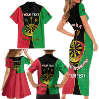 Personalised Vanuatu Darts Family Matching Short Sleeve Bodycon Dress and Hawaiian Shirt Happiness Is A Tight Threesome Sand Drawing Art LT14 - Polynesian Pride