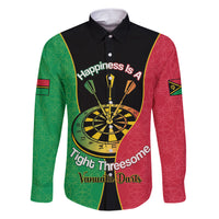 Personalised Vanuatu Darts Family Matching Short Sleeve Bodycon Dress and Hawaiian Shirt Happiness Is A Tight Threesome Sand Drawing Art LT14 Dad's Shirt - Long Sleeve Red - Polynesian Pride