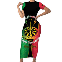 Personalised Vanuatu Darts Family Matching Short Sleeve Bodycon Dress and Hawaiian Shirt Happiness Is A Tight Threesome Sand Drawing Art LT14 Mom's Dress Red - Polynesian Pride